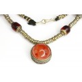 vechi colier tribal pashtun. Kuchi. alpaca & agat carnelian. Afganistan